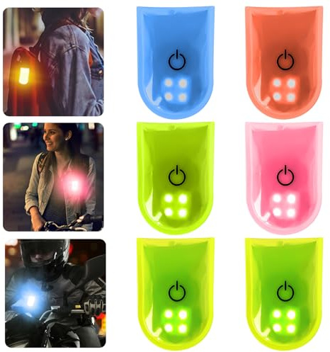 GOMETY LED-klämma, blinkande ljus, reflekterande, 2 lägen, 4 LED reflekterande klämma med magnet, PVC vattentät säkerhet, varning, magnetspänne för skolväskor, ryggsäck, löpning (6, 5 färger)