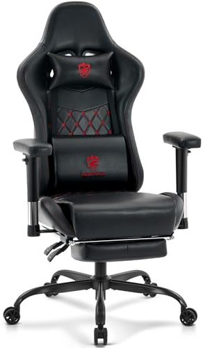 Morkprism Gaming Chair,Office Chair with Massage,Gel Pad,Black Red