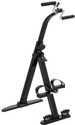 SPORTNOW Bicicleta de Pedal de Rehabilitación Plegable para Piernas y Brazos, Bicicleta de Ejercicio de Rehabilitación para Personas Mayores con Pantalla LCD, Pedales de Masaje, Altura de Manillar