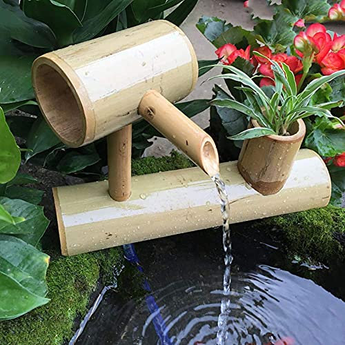 JYHHGDS Kit de Fontaine en Bambou, Fontaine à Eau discrète, Fontaine en Bambou avec Pompe, Jardin Japonais, Eau Qui coule, intérieur/extérieur, Longueur 25 cm, décoration