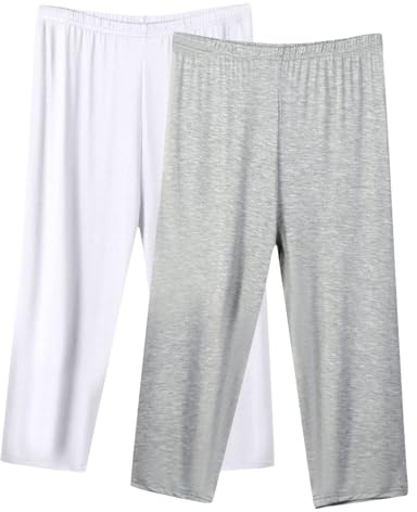2 Pack Pantaloni Capri Donna Estivi Vendita, 3/4 Pantalone Pigiama Donna Sportivi Pantaloni con Elastico Vita Pinocchietto Moderni e Comodi Pants Jogging Yoga Pinocchietti per Casa Casual