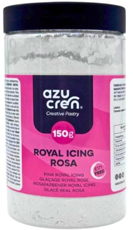 Azucren, Glacage Gateau, Decoration Gateau Comestible, Glacage Patisserie Parfait pour une Utilisation avec Poche A Douille Patisserie, Il Suffit D'ajouter De L'eau Et C'est Prêt (150 G, Rose)