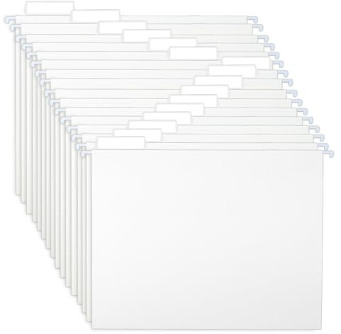 Hokoad 30 Pack A4 Suspension Files with Tabs, Cardboard Filing Cabinet Suspension Files, A4 Hanging File Folders for Office School Home File Organization, Check Size Before Ordering(White)