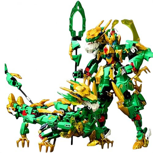 VizBrou 2-in-1 Drachen Mecha Roboter Bausteine Bausatz, 504 Teile Eastern Beast Klemmbausteine Set, Transformierbares Modell Spielzeug für Kinder ab 6 Jahren & Erwachsene, Geschenk & Deko