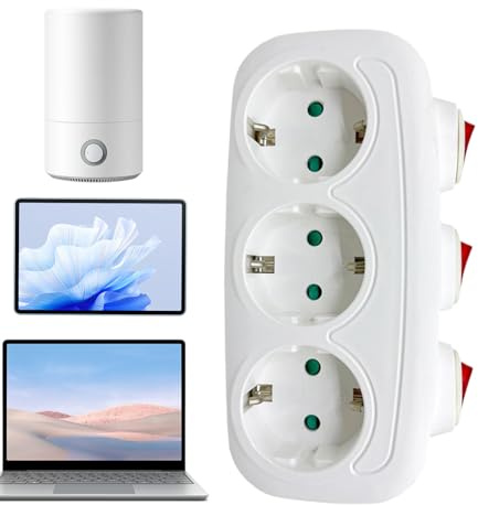 Adattatore da Viaggio per Europa,Presa Elettrica a Fori Tondi Europei | 3 Porte Multipresa Estensione per Viaggi Internazionali Casa Vacanze Turismo Ufficio