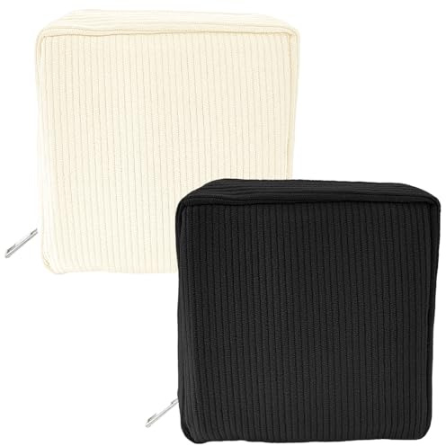 REEKNOKOL 2Pcs Sanitary Towel Holder, Period Bag Sanitary Napkin Storage Bag Sanitary Pouch with Zipper Portable Pantyliners Bag for Women Teen Girls Ladies (Black+White)