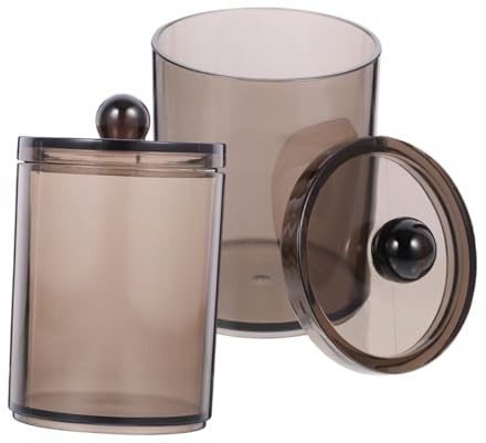 iplusmile 2 piezas Contenedor de Almacenamiento para Bastoncillos de Algodón y Almohadillas de Frascos de Transparente Negro con Tapa Organizador Multipropósito para Baño y Tocador