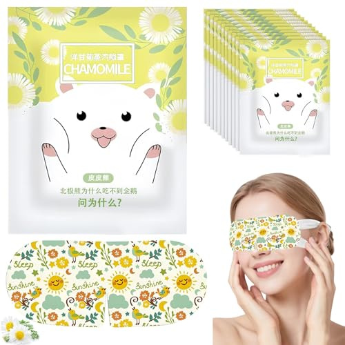 30 Packs Self Heating Eye Mask Disposable Soothing Moisturizing Steam Heat Eye Mask for Dry Eyes Puffiness Relief Stress Eye Fatigue Migraine (Green/Chamomile)