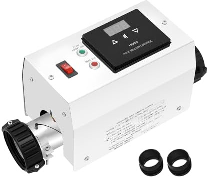Madelynn Riscaldamento elettrico per piscina da 3 KW, riscaldamento elettrico automatico a temperatura costante, riscaldatore per piscina con display digitale impermeabile, per bagni di famiglia e spa