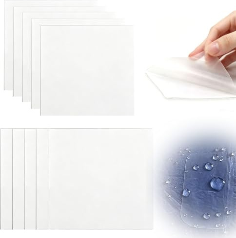 10 Pièces Kit de Réparation Piscine Gonflable (7 x 7cm et 10 x 10cm), Patchs TPU Auto-Adhésifs Imperméables, Rustines Transparentes Découpables pour Matelas Pneumatique Bouée Bateau Gonflable Tente