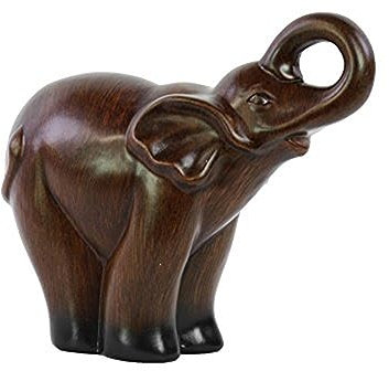 Urban Trends de cerámica Acabado Esmalte Trumpeting de pie, diseño de Elefante, Color marrón