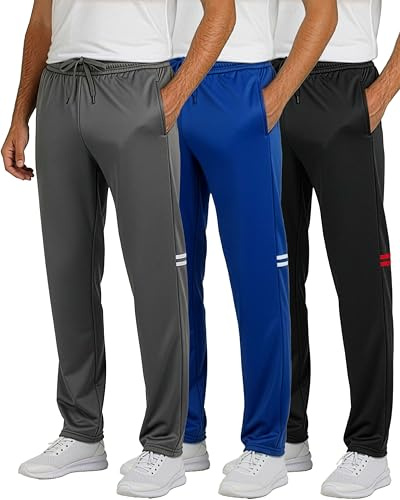 Real Essentials 3 Pack: Men’s Sweatpants – Athletic Track Pants with Pockets | Workout, Running & Lounge Pants for Men-Set 2,XXL