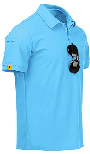 JACKETOWN Poloshirts Herren Kurzarm Atmungsaktives Schnelltrocknend Poloshirts Männer Sommer Knopfleiste T-Shirts Männer Casual Sport Shirt Basic Regular Fit Golf Polohemd(SkyBlue-2XL)