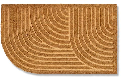 ASTRA Modern Doormat - Coconut Mat 45 x 75 cm Rounded Natural - Non-Slip Dirt Trapper Mat Robust - Outdoor Door Mat Indoor