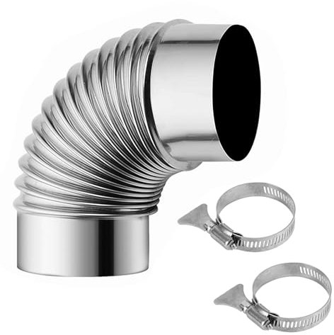 Coude De Tuyau De Ventilation 90 Degrés 100mm avec 2 colliers de serrage en acier inoxydable Connecteur De Coude De Tube Ventilation Pour Tuyaux Conduit De Ventilation En Acier galvanisé Coude à 90°