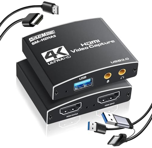 Tarjeta de captura para transmisión, HDMI a USB 3.0 1080P 60 FPS, adaptador de audio y video, con bucle HDMI 4K, para grabación/transmisión, compatible con Nintendo Switch/Xbox/PS5/OBS/cámara/PC