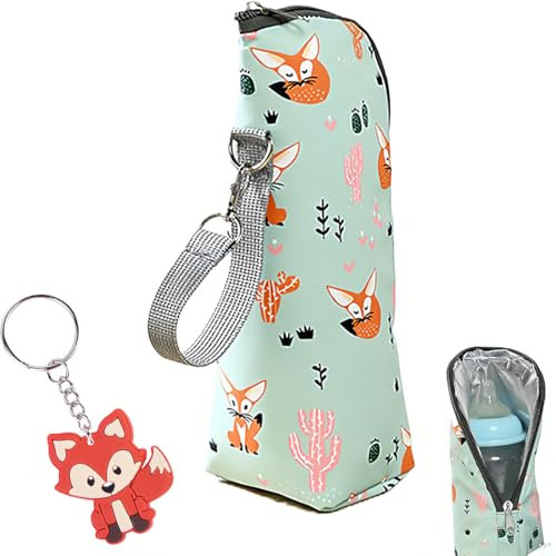 ZEPIQOR Borsa Termica Biberon Portatile per Passeggino, Termostato Isolamento Termico Viaggio Aperto