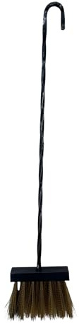 Scopetta per Camino in Ferro con Setole in Ottone, Manico Lungo 53 cm, Nera