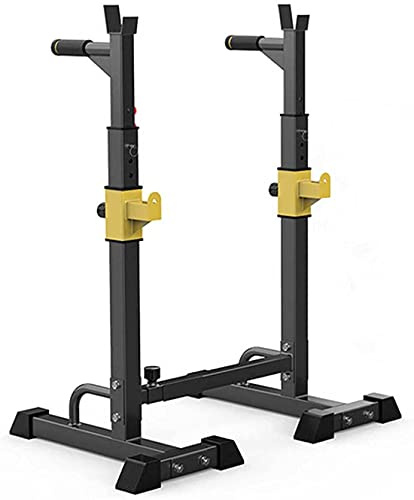 Pull Up Bar Dip Station Heavy Duty Squat Rack Dipping Station Dip Stand Pull Push Up Parallel Bar with Multi Position Spotter Dip Bars Weight Plate Holders for Home Gym Tower Body Building
