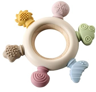 VERTBAUDET Anneau de Dentition Sensoriel Silicone Bois FSC Bois TU