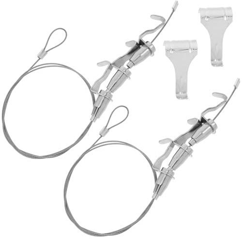 Hohopeti Kit Ajustable para Colgar Cuadros y Espejos para Pared, 2 Piezas Plateado, Alambre de Acero Resistente, Ganchos Regulables, Sistema Versátil para Marcos y Pósters, Uso