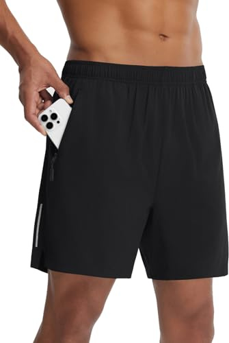 baleaf Pantaloni da ciclismo da uomo, imbottiti con tasche, 2 in 1, per mountain bike, 18 cm, estivi, Nero , L