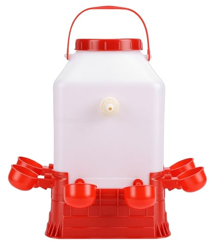 lyrlody Bebedero Automático para Aves de Corral, Dispensador de Agua de Plástico para Pollos de 10L con 4 Tazones para Uso en Granjas y Patios Traseros