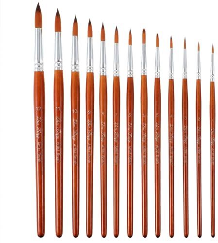 Elegaperma 12 Pcs Watercolour Paint Brushes, Professional Round Pointed Tip Artists Paint Brushes Set for Acrylic Gouache Oil Watercolor Painting Body Painting Nylon Hair Detail Paintbrushes