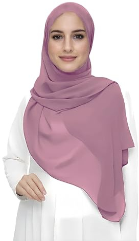 Lina & Lily Écharpe Hijab pour Femme Musulmane en Mousseline Rectangles, Tissu Léger et Fluide (Vieux Rose)