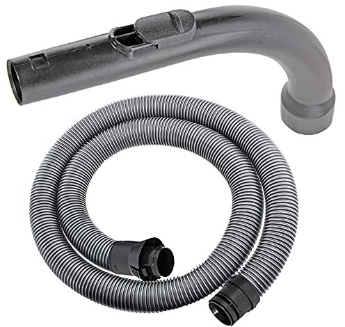 SPARES2GO 1.8m Flexible Hose & Curved Handle Nozzle Compatible with Miele C1 C2 C3 Cat & Dog Compact Powerline Ecoline Vacuum Cleaners