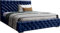 Samtstoff Polsterbett Doppelbett 140x200 160x200 180x200 cm Blau Bettgestell Mit Bettkasten Lattenrost und Gestepptes Kopfteil - Hydrophobe Stoff - Chesterfield-Stil - Dunkelblau - 120 x 200 cm