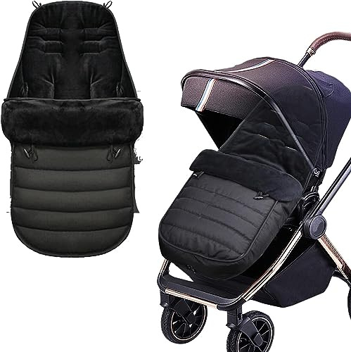 Chancelière universelle imperméable et coupe-vent avec doublure polaire pour poussette, landau, noir