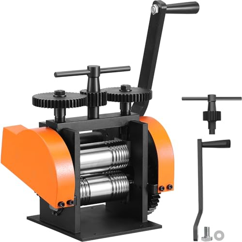VEVOR Lamineringsmaskin, multifunktionell 3-i-1 lamineringsmaskin, presstjocklek 0–6 mm för metallsmycken, hastighetsförhållande 1:2,4