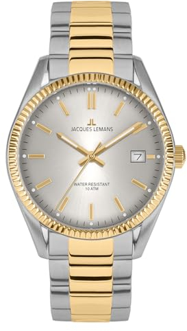 JACQUES LEMANS Herren-Uhren Analog Quarz One Size, Silber 32027263