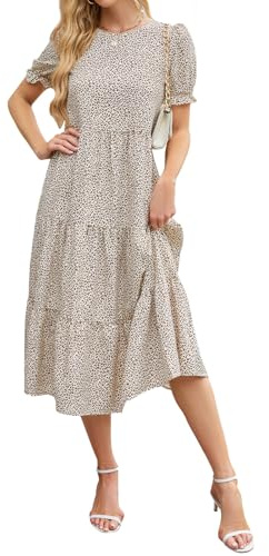 Zetieny Abiti da Donna Casual Abiti Lunghi Estivi e Primaverili Abito Donna Vestito Elegante Stampa Leopardo