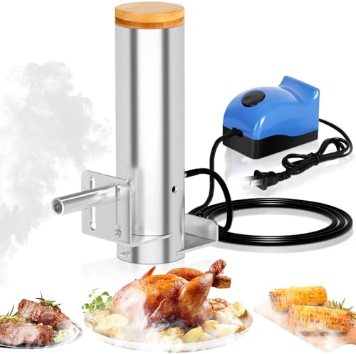 Rökgenerator, varm och kall rökgenerator med lock och luftpump, bärbar elektrisk rökgrill, rostfritt stål pelletsrökarrör, BBQ premium röktillbehör för rökning av kött och grönsaker