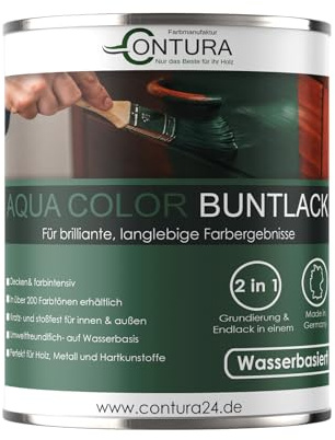 Contura Buntlack Glänzend Lackfarbe 750ml Lack Außen Innen Holz 2in1 Metall Farbe Holzlack Möbellack (RAL 8001 Ockerbraun, 750ml.)