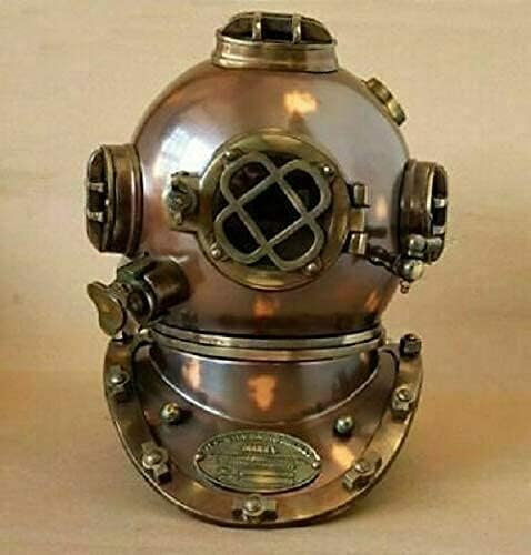 Antike Taucherhelm US Navy Mark V Tiefseetaucherhelm 45,7 cm Antik Tauchhelm US Navy Mark V Deep SCA Scuba Brown Antique Divers Helm ~ Geschenkartikel