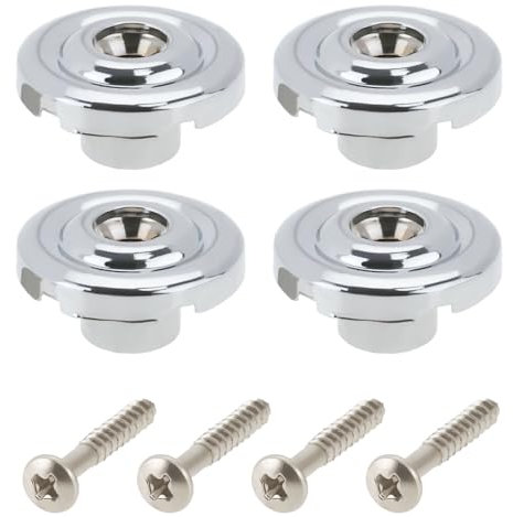 The Lord of the Tools 4 Stück 18 X 10 Mm Runde Saitenhalter für E-Bass Chromführungen Metall-Saitenbäume Gitarren-Hardware für Bassgitarre Silber mit Schrauben