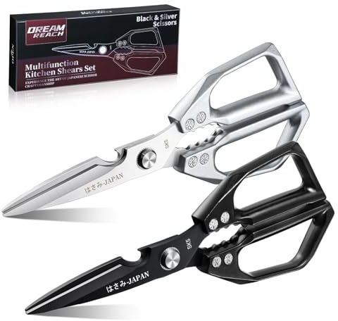 Dream Reach Kitchen Shears Set - 2PCS Heavy Duty Kitchen Scissors for Food, Sharp Cooking Utensils Set All Purpose Poultry Shears for Cutting Chicken Bones, Meat, Turkey