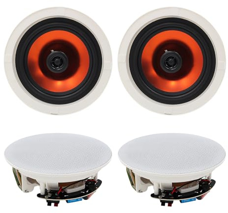 Herdio 8 Pouces Enceinte encastrable Plafond, 800 Watts, Encastré 2 Voies, 20,3 cm, Haut-parleurs de Plafond Parfait pour la Cuisine, Salle de séjour, Porche Couvert (4 Haut-parleurs)