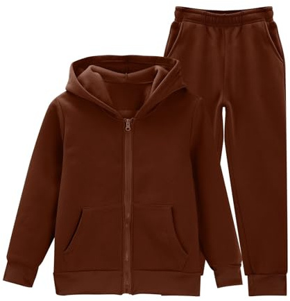 Survêtement athlétique 2 pièces pour filles et garçons avec fermeture éclair intégrale, sweat à capuche et pantalon de jogging pour enfants, vêtements de sport