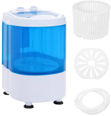 Teenpull Minilavadora con centrifugador, capacidad de lavado de 2,6 kg, de plástico, compacta, ahorra espacio, con temporizador, asa para el hogar, apartamento, baño y camping
