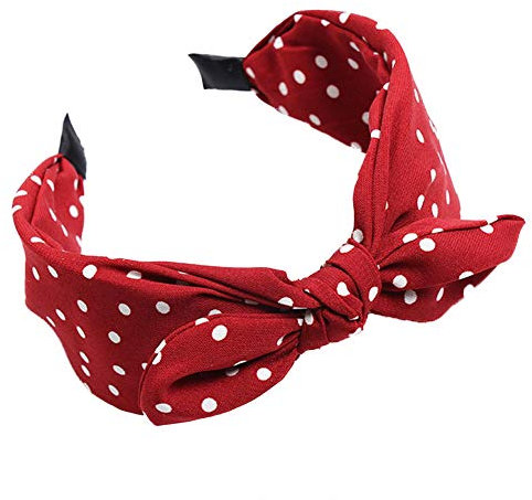 ValianhAgen Serre-tête en tissu à pois avec nœud pour femme