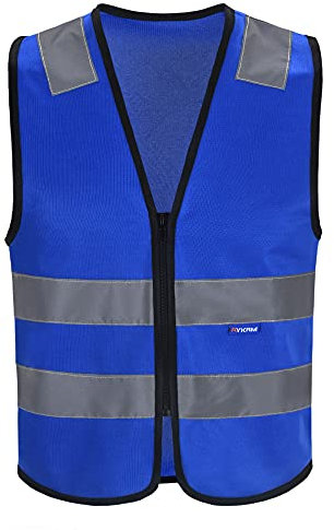 Mehrere Farben, Unisex hochsichtbare Warnweste Hohe Sichtbarkeit Warnweste Reflektierende Weste Reißverschluss Sicherheitswesten EN ISO 20471 (L, Blau)