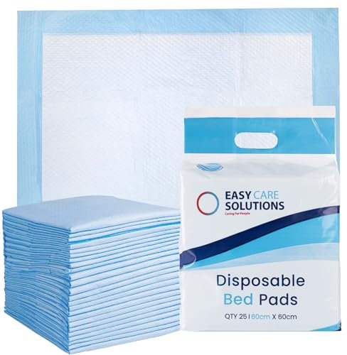 50 x Easy Care Solutions 60 x 60 cm | Disposable Incontinence Bed Pads, Underpads, Bed Mats, Mattress Protectors, Incontinence Pads, Waterproof Bed Sheets for Babies, Children & Adults | 2 Packs of 25