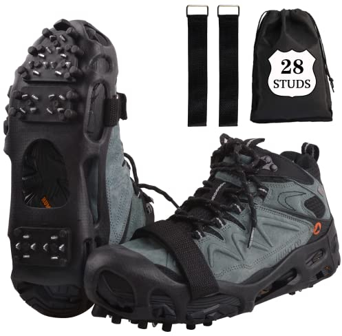 Steigeisen Eisspikes Schuhkrallen 28 Spikes für Schuhe Winter Snow Spikes Schuhspikes Schneeschuhe Grödel für Bergschuhe Crampons Hiking