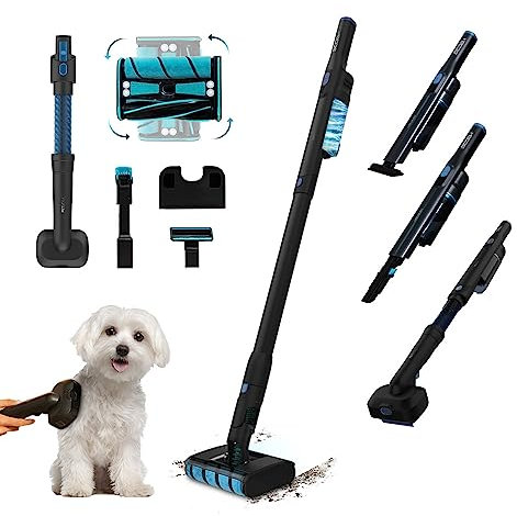 Cecotec Aspirador Escoba Scoba 2100 Twice Animal, Motor Digital Brushless, 20m kpa de succión, 210W, diseño Ligero, Cabezal motorizado Dual Brush, cepilo para Animales