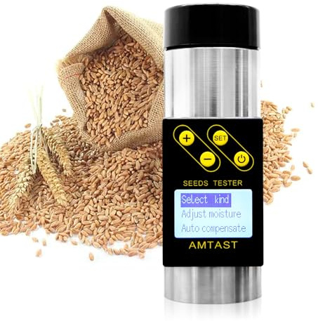 AMTAST Grain Moisture Meter High Precision Grain Moisture Tester with Temperature Portable Seed Moisture Meter for 18 Grains Including Wheat, Soybean, Coffee and More
