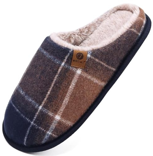 ONCAI Zapatillas de Estar en Casa Hombre Tejer Invierno Cálido Forro de Felpa Pantuflas Alta Densidad Espuma de Memoria Zapatos Con Antideslizante Suela Gradiente Azul Talla 43EU